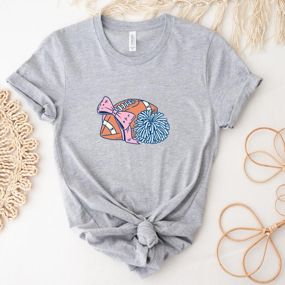 Football Design With Pink Bow T-Shirt