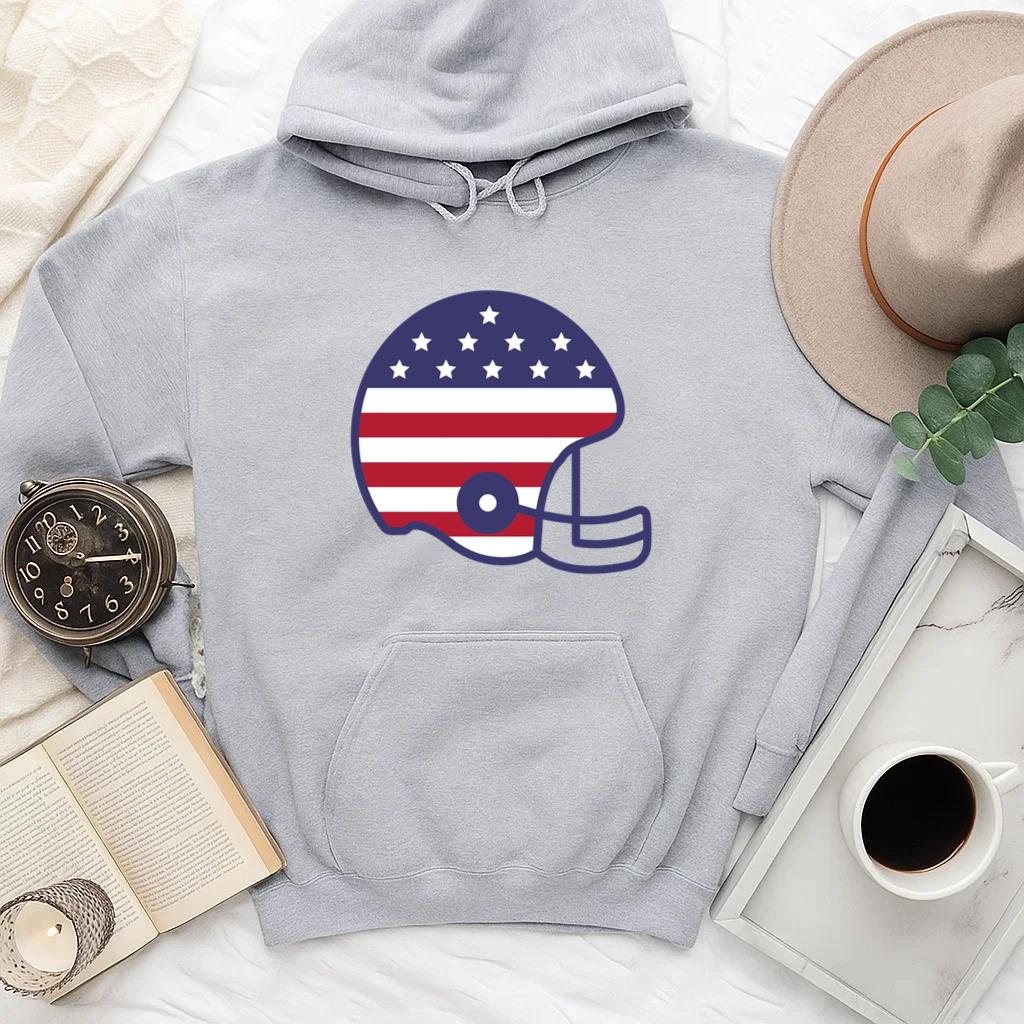 Football Helmet Usa Flag Flat Hoodie