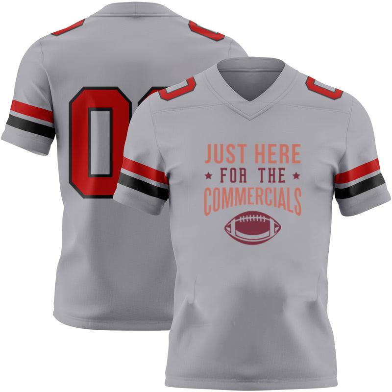 Here For The Commercials Lettering Football Jersey