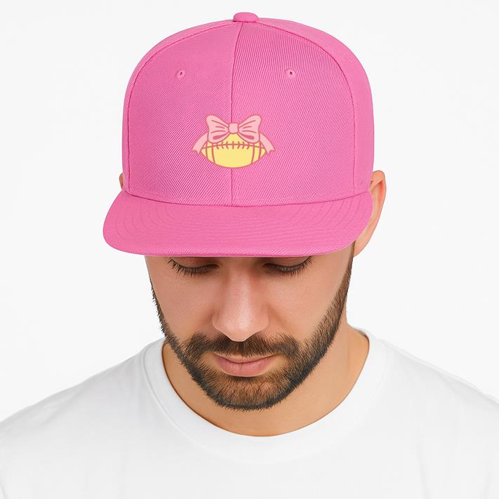 Pink Bow Football Design Cap - Image 4