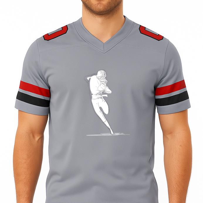 Player Running Ball Helmet Outfit Sketch Classic Football Jersey - Image 2