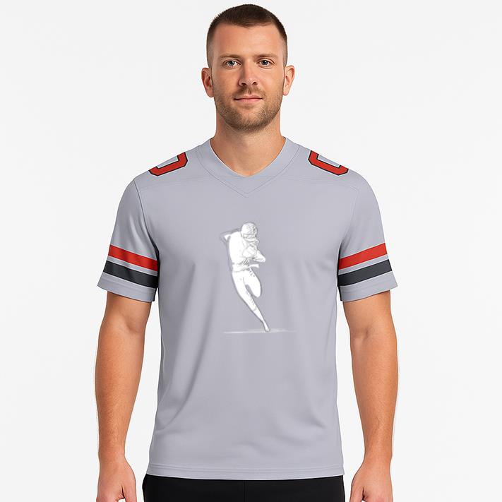 Player Running Ball Helmet Outfit Sketch Classic Football Jersey - Image 3