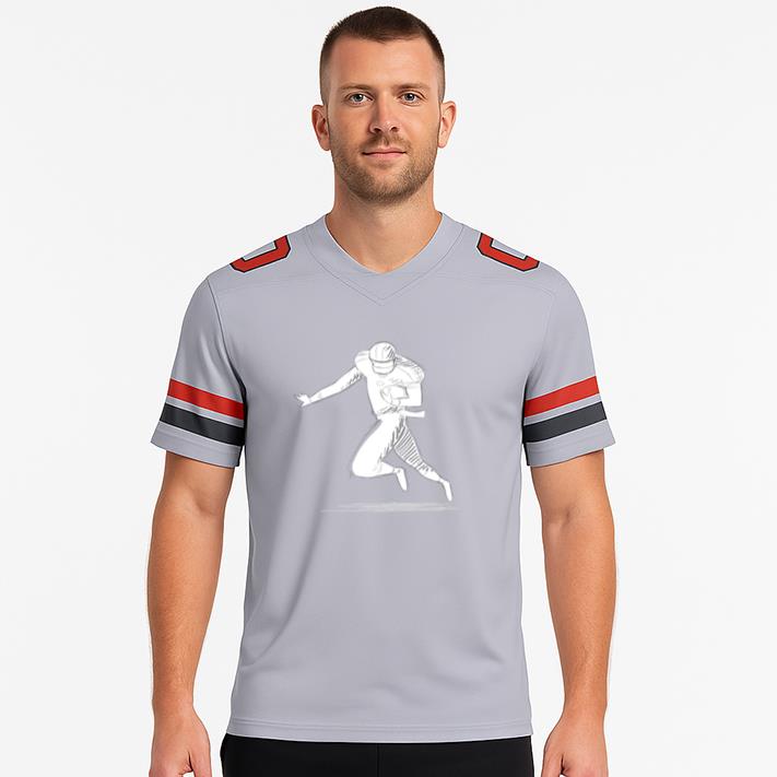 Player Running Helmet Ball Outfit Sketch Classic Football Jersey - Image 3