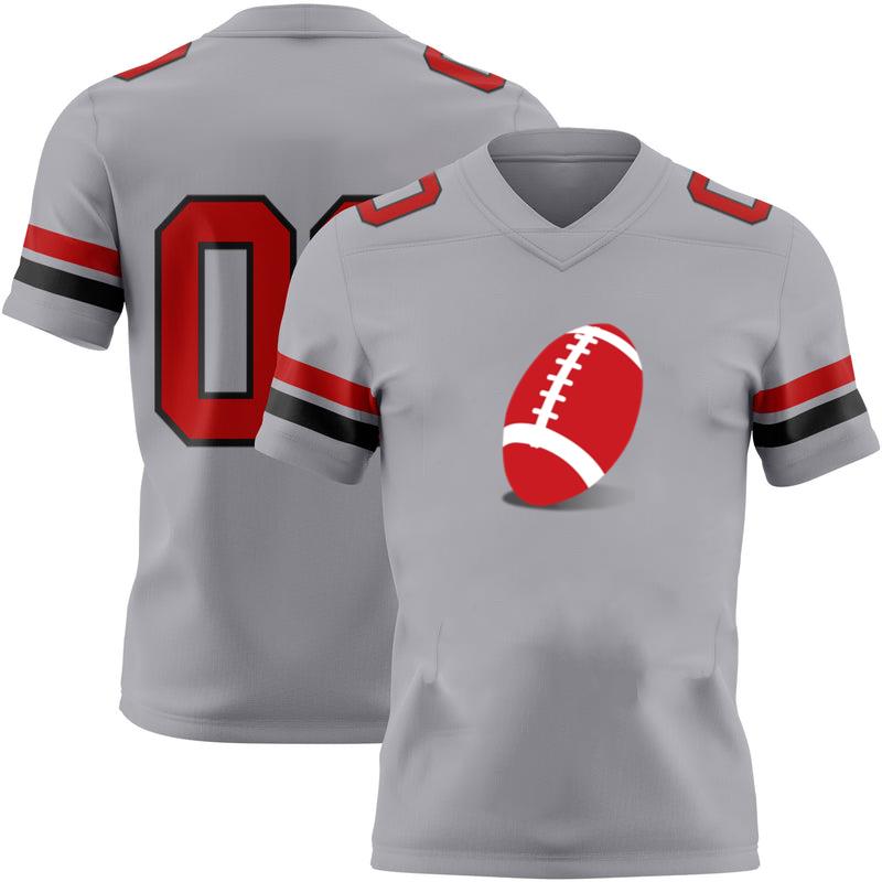 Red Rugby Ball Classic Football Jersey