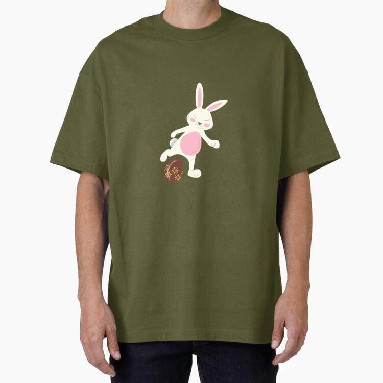 Soccer Rabbit Easter Egg Kick Oversized T-Shirt