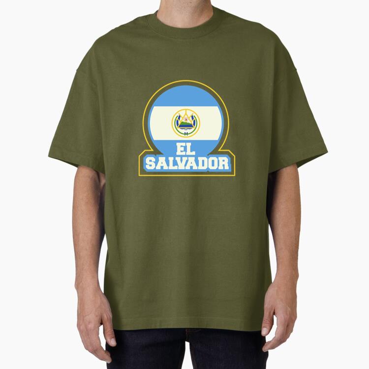 Soccer Sticker Allusive To El Salvador Oversized T-Shirt