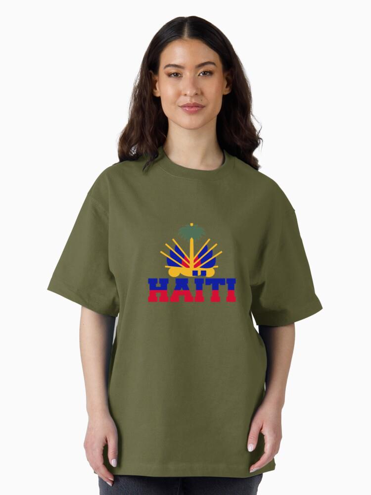 Soccer Sticker Allusive To Haiti Oversized T-Shirt - Image 2