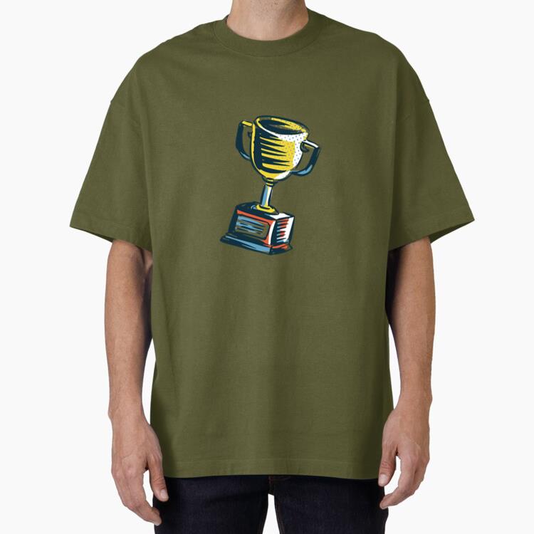 Sports Trophy Cup Hand Drawn Oversized T-Shirt 