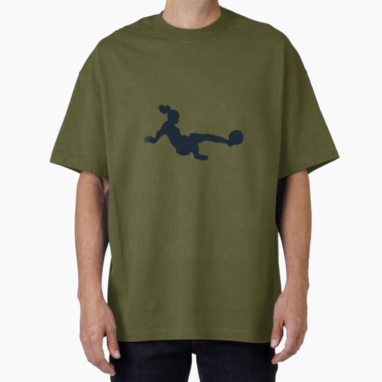 Woman Soccer Player Tackling Silhouette Oversized T-Shirt 